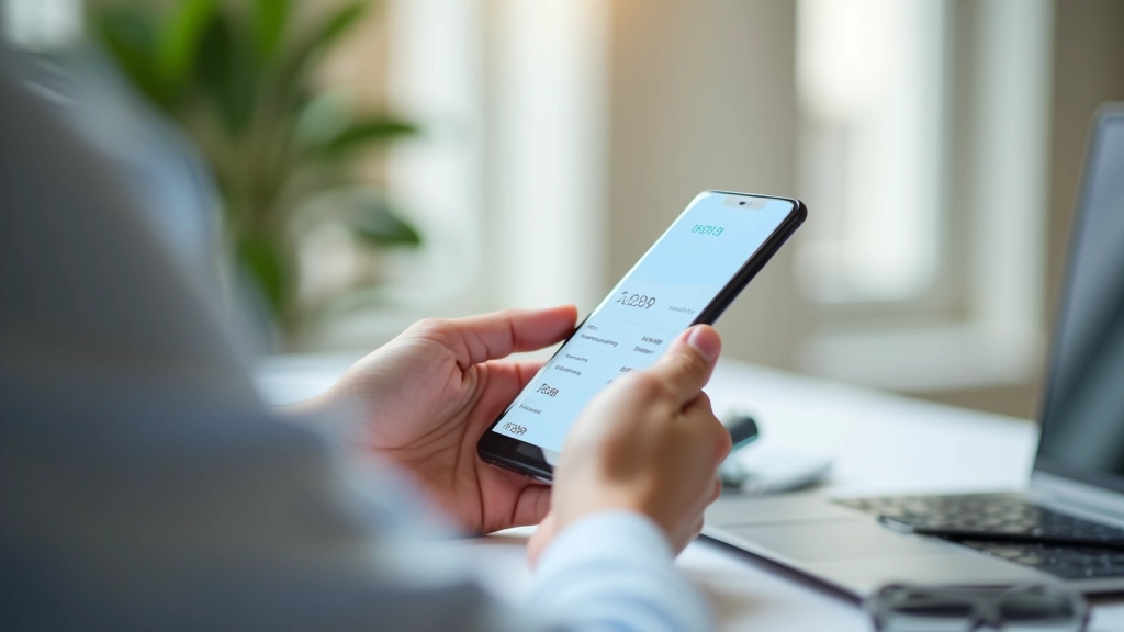Personne consulte le portail éducatif Banque de France sur un smartphone, avec des outils pédagogiques visibles à l'écran