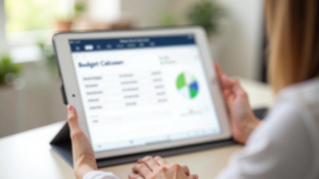 Écran d'un calculateur de budget affichant les catégories de dépenses et un graphique circulaire coloré