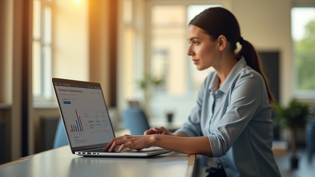 Personne utilisant une application financière sur un ordinateur portable